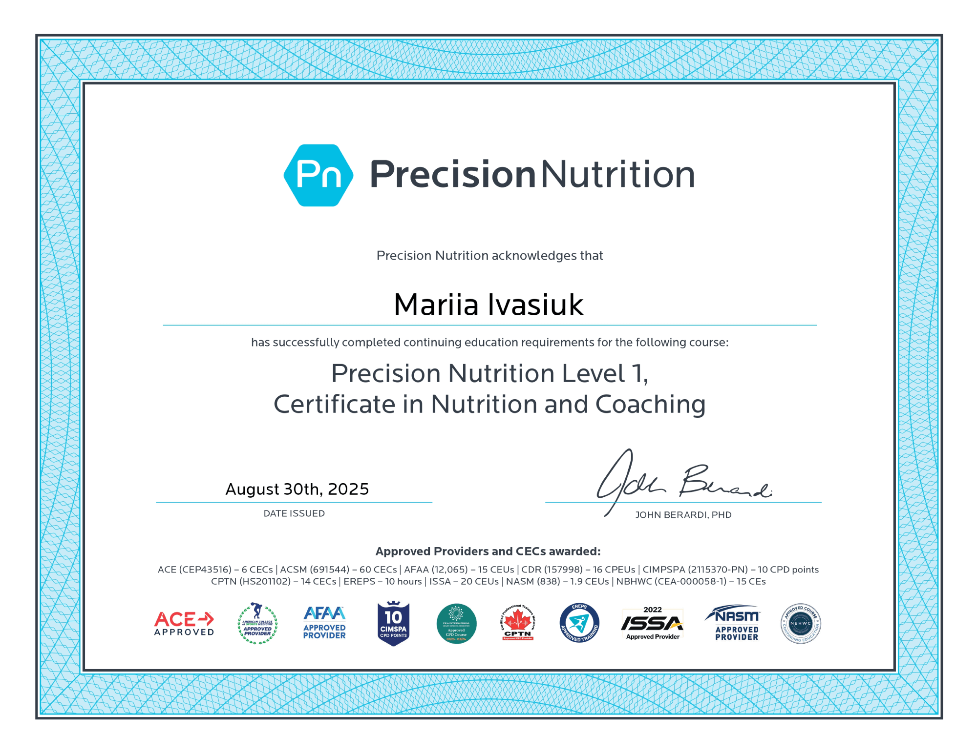Precision Nutrition Level 1